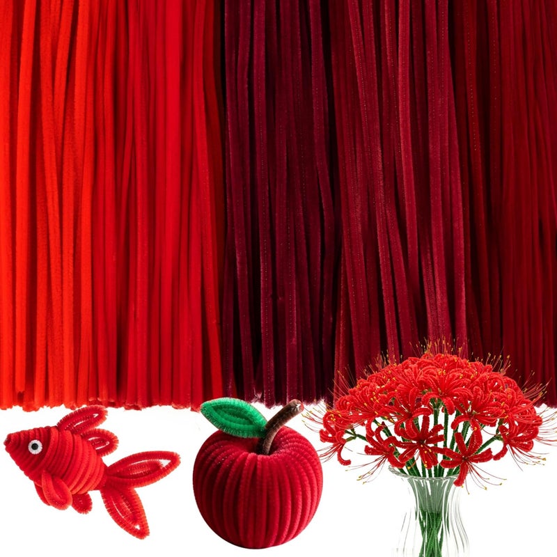 Caydo 500 Pieces Red Pipe Cleaners, Chenille Stems, Pipe Cleaner Crafts for DIY Art and Craft Projects Creative Gift Party Valentine's Day Decorations - Image 1